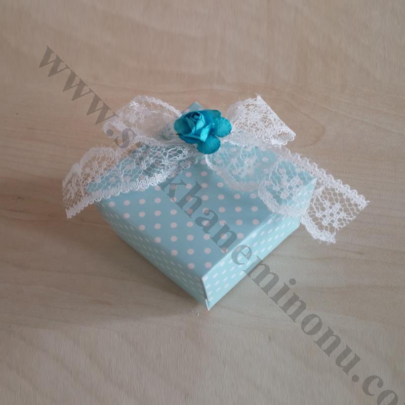 Mavi Puantiyeli Karton Kutu Bebek Şekeri